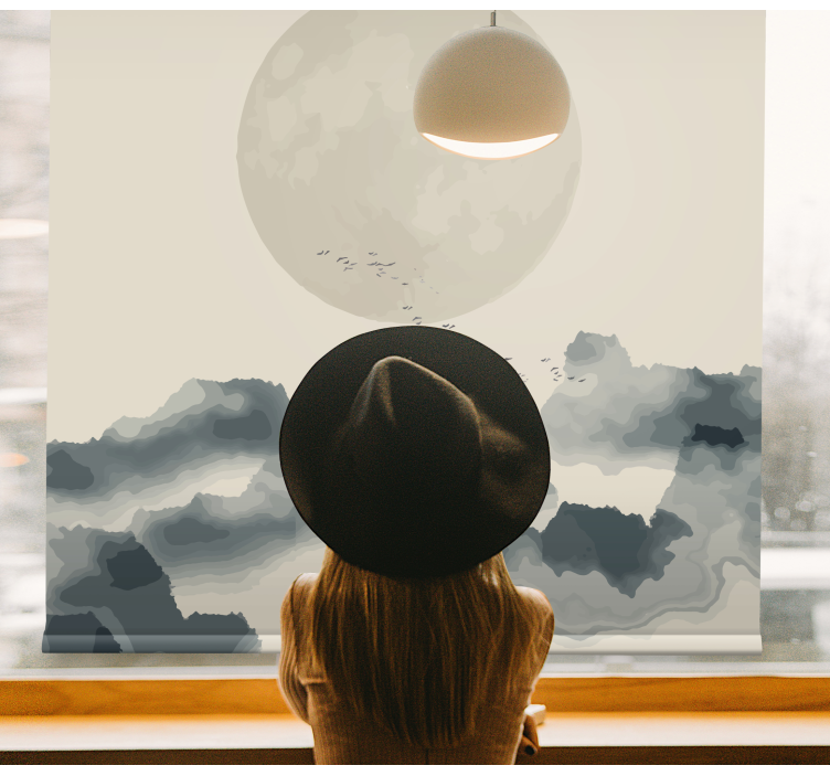Store enrouleur moderne paysage nuageux au clair de lune - TenStickers