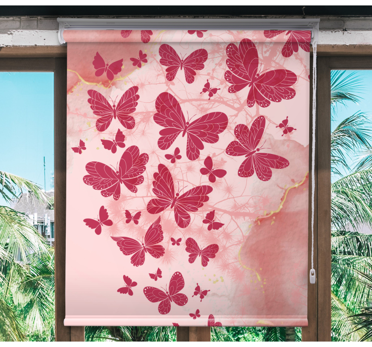 Store enrouleur papillon composition de coeurs roses - TenStickers