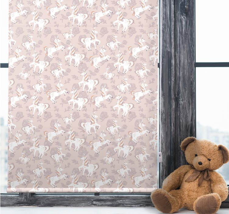Store enrouleur pour chambre enfant fantaisie licorne beige - TenStickers