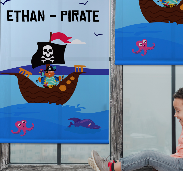 Store enrouleur personnalisé paysage marin d'aventure pirate - TenStickers