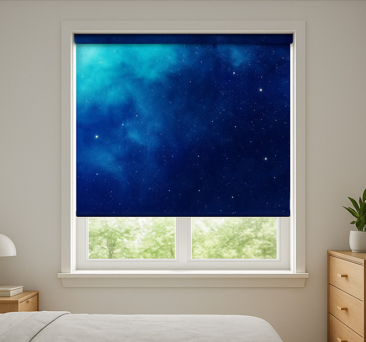 Store enrouleur pour chambre ado étoile de la galaxie bleue - TenStickers