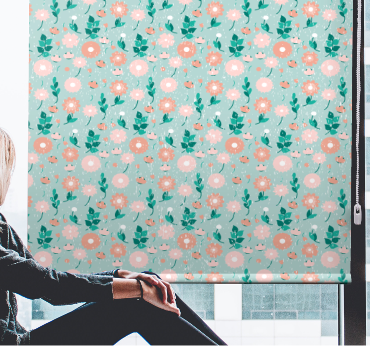 Store enrouleur pour chambre ado fleurs couleur pêche - TenStickers