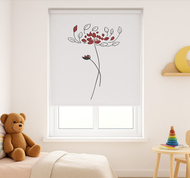 Store enrouleur pour chambre enfant croquis botanique minimaliste - TenStickers