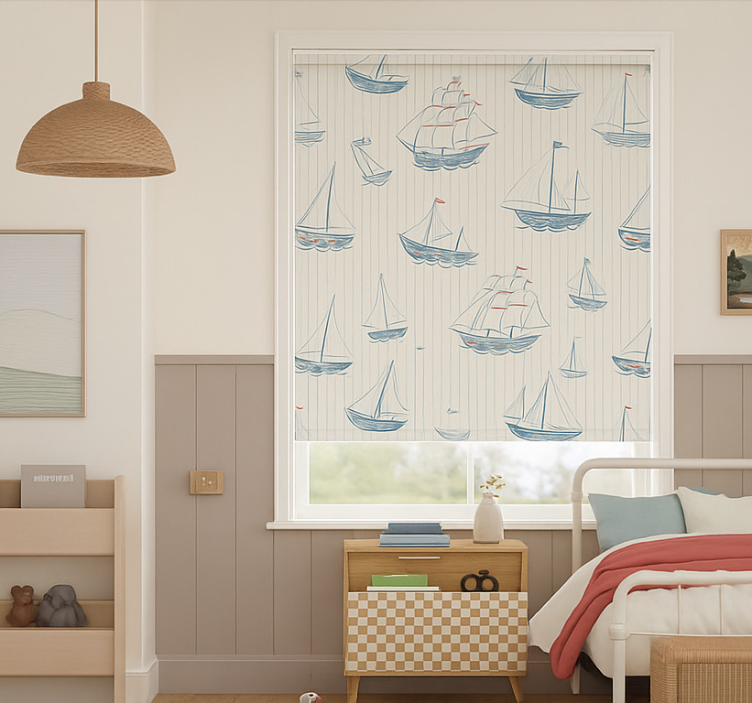 Store enrouleur pour chambre enfant dessin de bateaaux - TenStickers