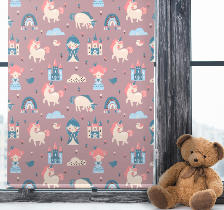Store enrouleur pour chambre enfant licornes et châteaux - TenStickers