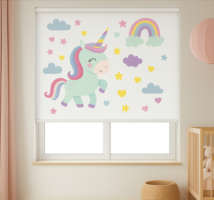 Store enrouleur pour chambre enfant motif de licorne coloré - TenStickers