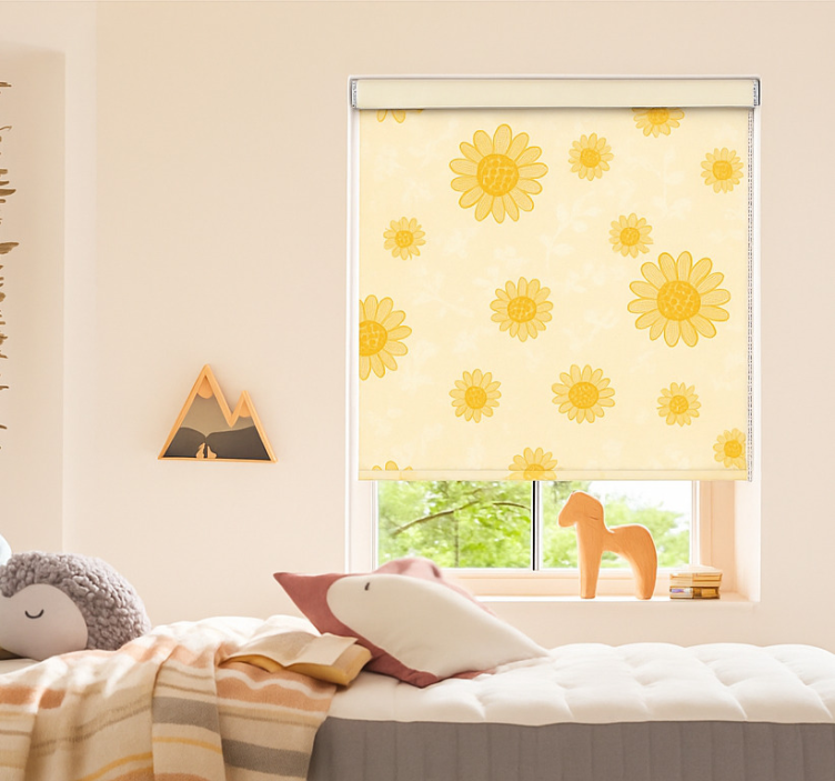 Store enrouleur pour chambre enfant motif tournesol jaune - TenStickers