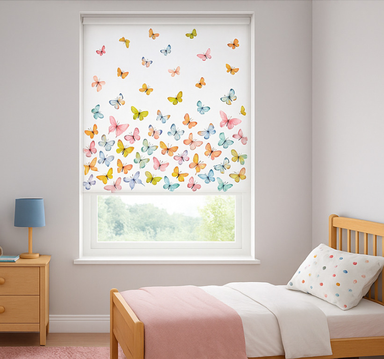 Store enrouleur pour chambre enfant papillons colorés volants - TenStickers