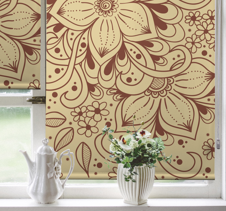 Store enrouleur rustique motif cachemire floral - TenStickers