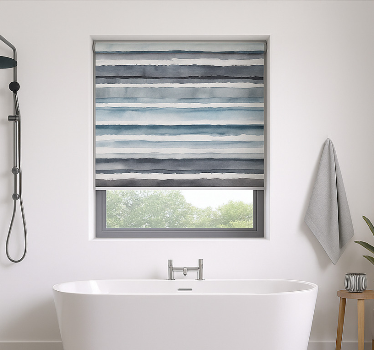 Store enrouleur salle de bain motif d'horizon aquarelle - TenStickers