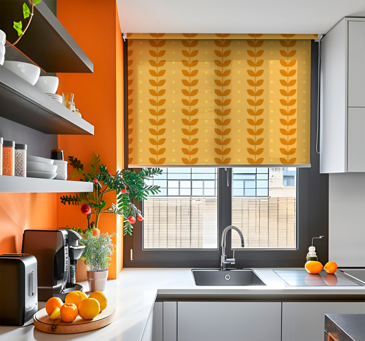 Store orange motif de feuilles - TenStickers