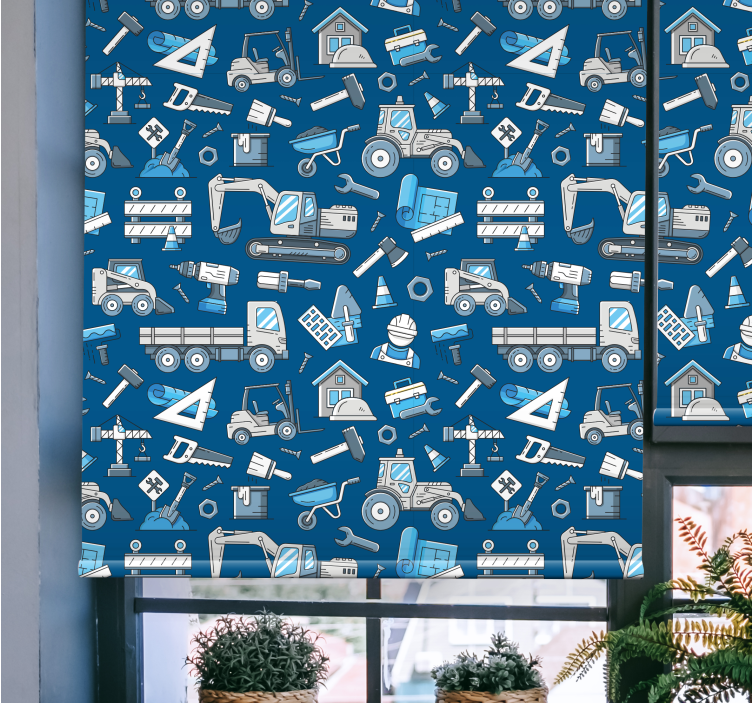 Store motif de construction sur un fond bleu - TenStickers