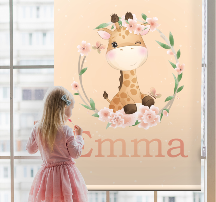 Stores bébés Jolie girafe pour fille avec nom - TenStickers
