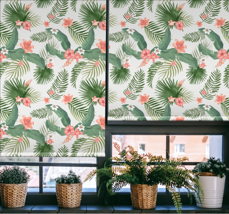Stores enrouleurs fleurs et plantes design vert tropical - TenStickers