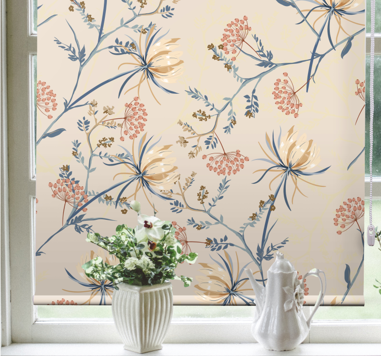 Stores enrouleurs fleurs et plantes motif fleuri beige - TenStickers