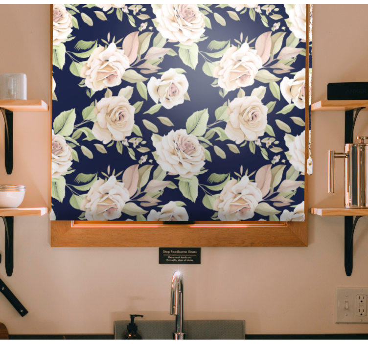 Stores enrouleurs fleurs et plantes motif floral de rose - TenStickers