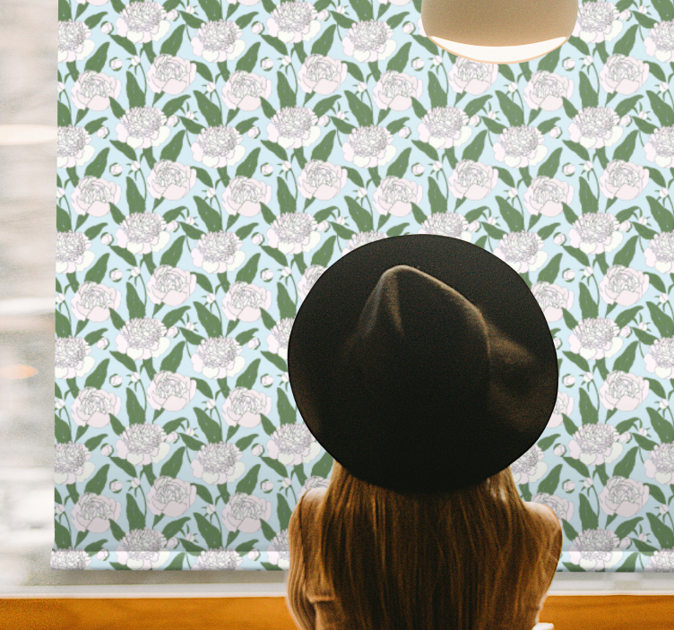 Stores enrouleurs fleurs et plantes motif pivoine blanche - TenStickers