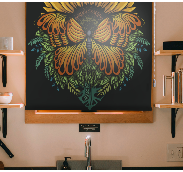 Store enrouleur papillon motif tournesol - TenStickers
