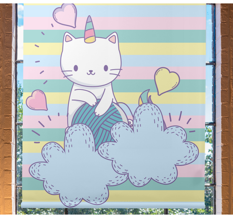 Stores enfants Chat licorne sur les nuages - TenStickers
