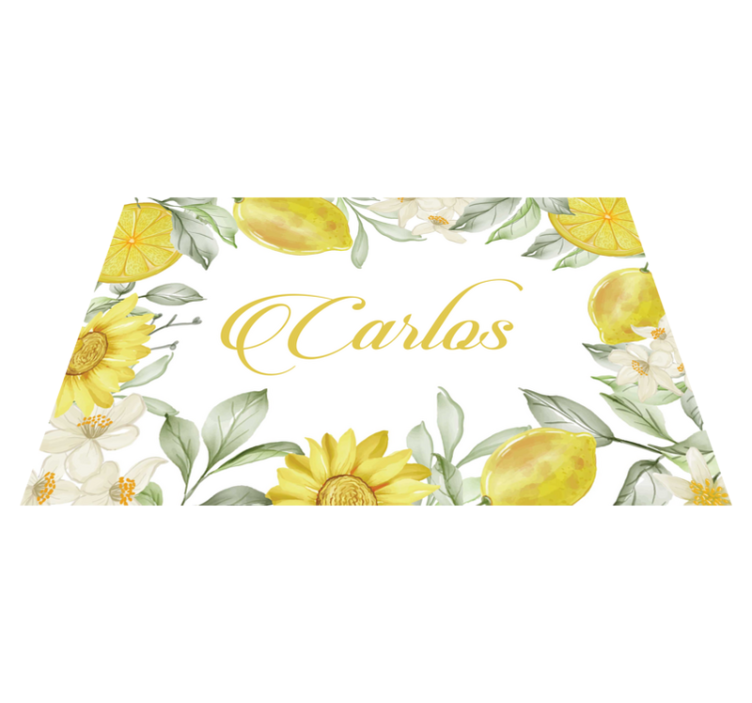 Set de table avec prénom arrangement floral citron - TenStickers