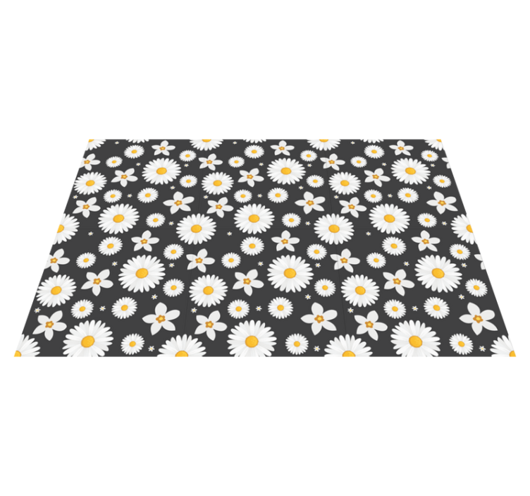 Set de table moderne Marguerites sur fond noir - TenStickers