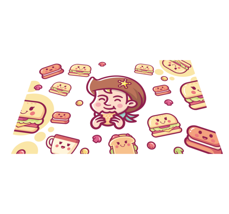 Set de table enfant petit garçon heureux avec des burgers - TenStickers