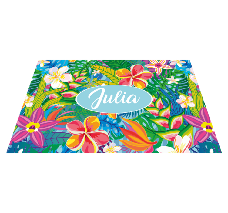 Set de table avec prénom floral tropical personnalisé - TenStickers