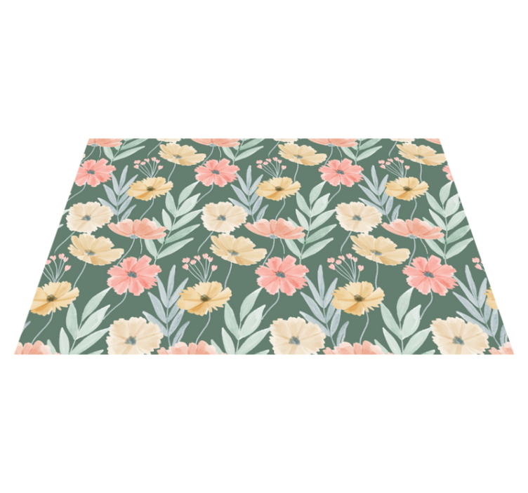 Set de table original motif floral sur fond vert - TenStickers