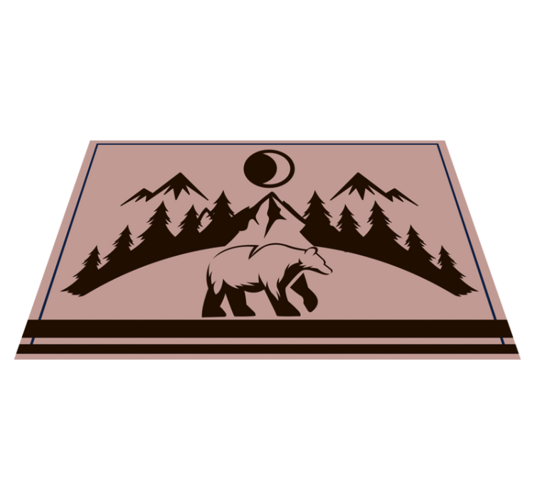 Set de table avec prénom scène silhouette d'ours - TenStickers