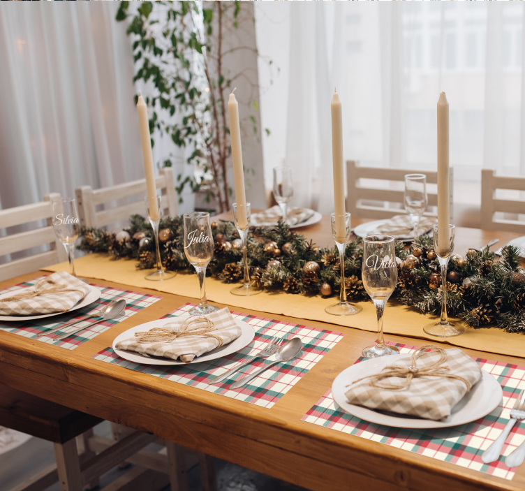 Set de table design en bois Tartan de noël - TenStickers