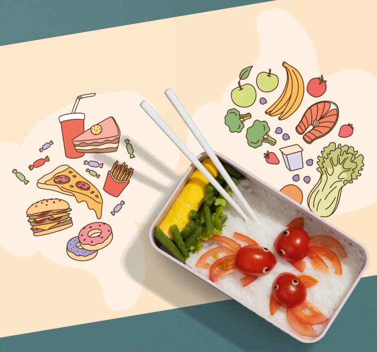 Set de table design enfant Nourriture saine et malbouffe - TenStickers