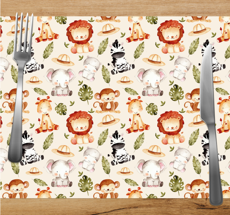 Set de table design enfant Safari beige - TenStickers