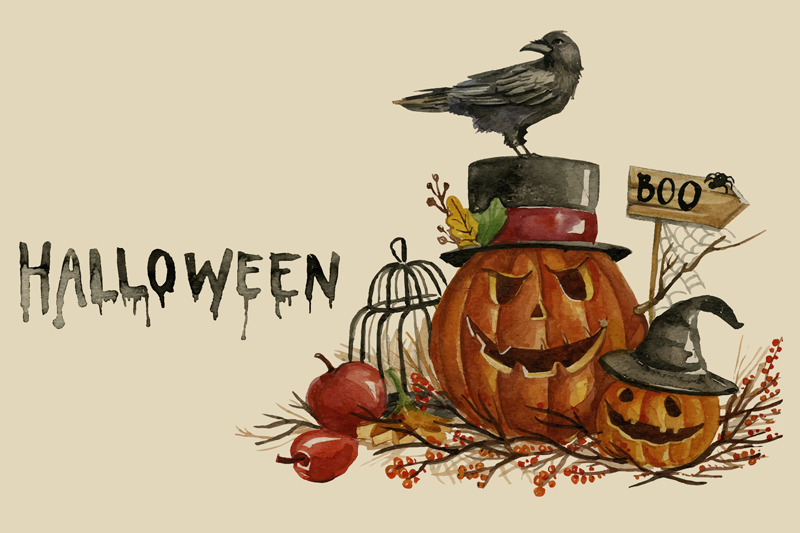 Set de table Halloween style aquarelle - TenStickers