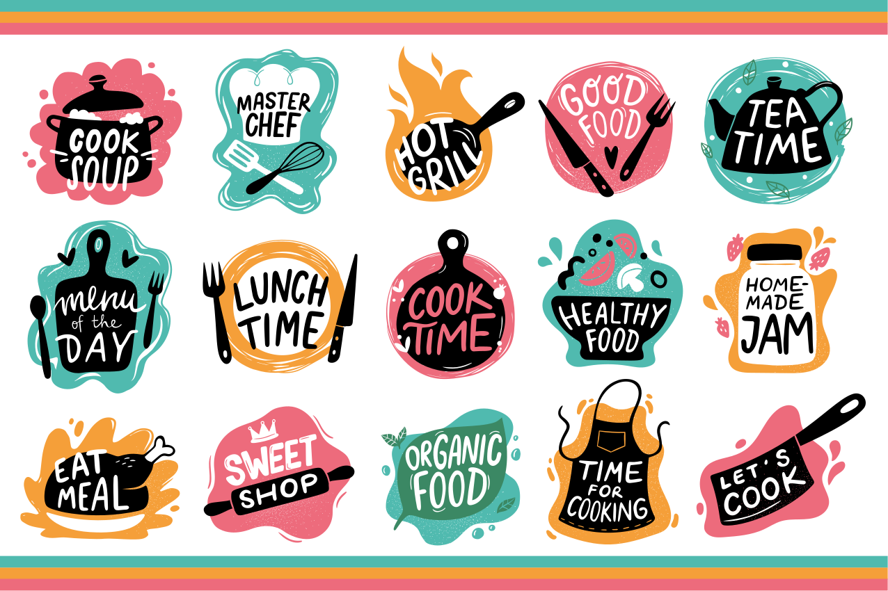 Set de table pour maison Logos d'insigne de cuisine de cuisine - TenStickers