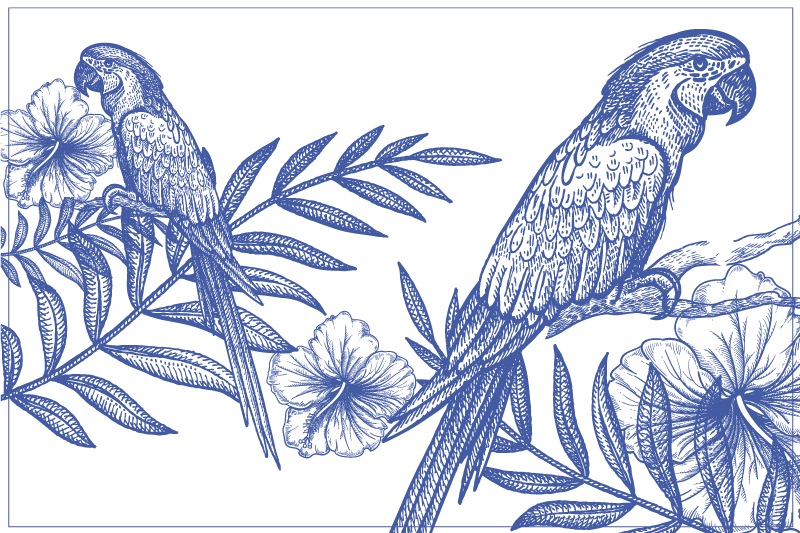 Set de table design elegant Oiseaux bleus sur les plantes - TenStickers
