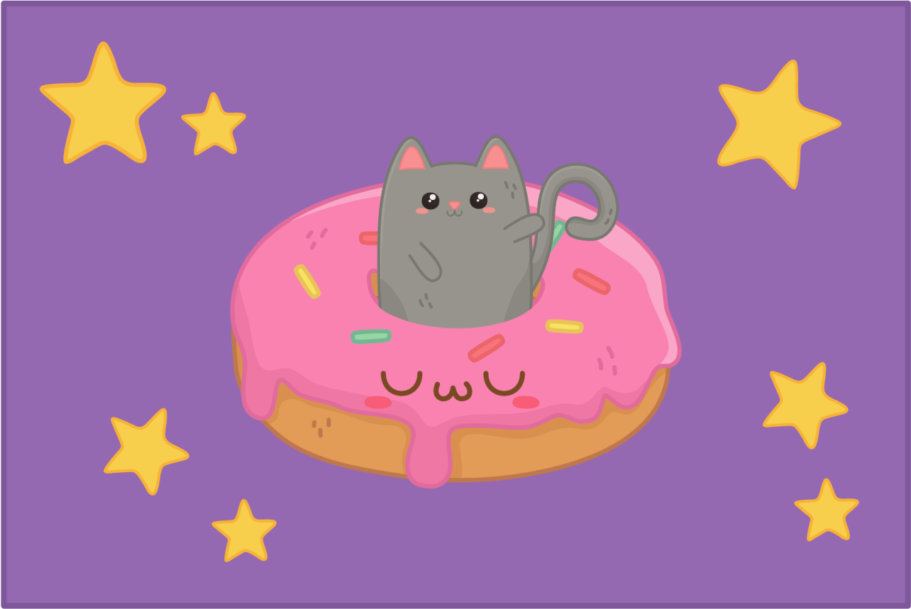 Set de table enfant chat mignon donut - TenStickers