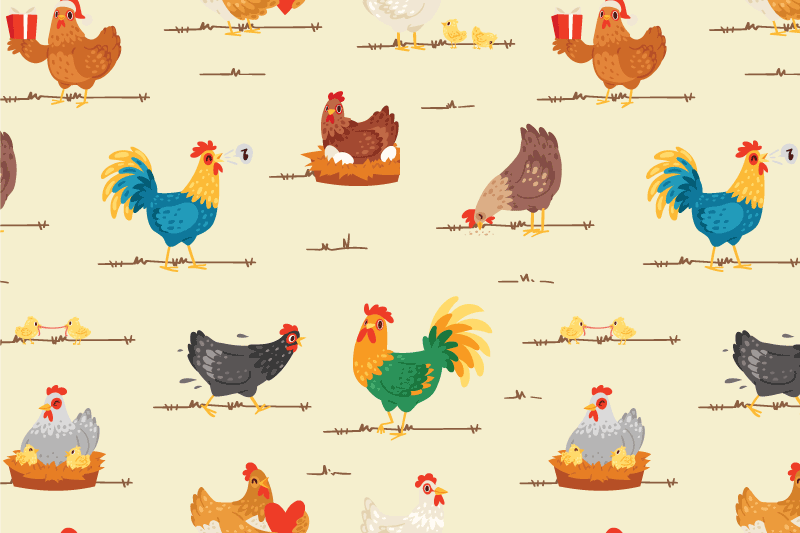 Set de table enfant motifs de poules colorées - TenStickers