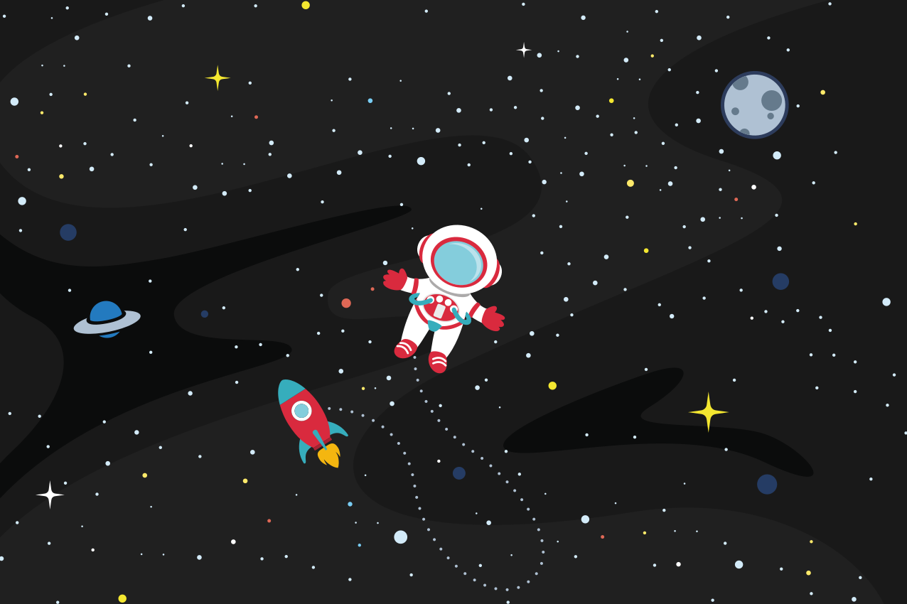 Set de table original Astronaute solitaire avec fusée - TenStickers