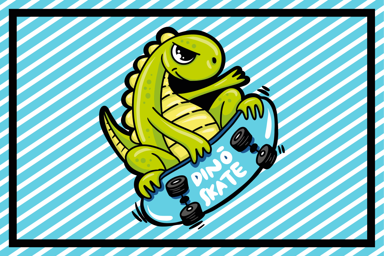 Set de table enfant aventure de dino skateboard - TenStickers