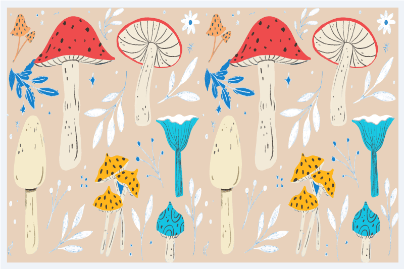 Set de table original motif champignons fantaisie - TenStickers