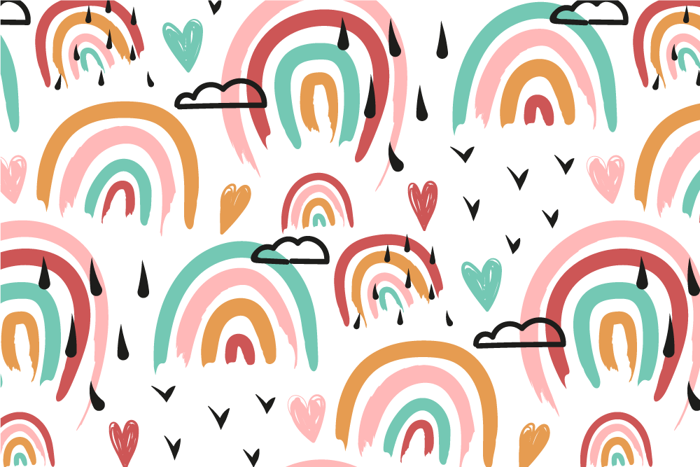 Set de table enfant motif cœurs arc-en-ciel - TenStickers