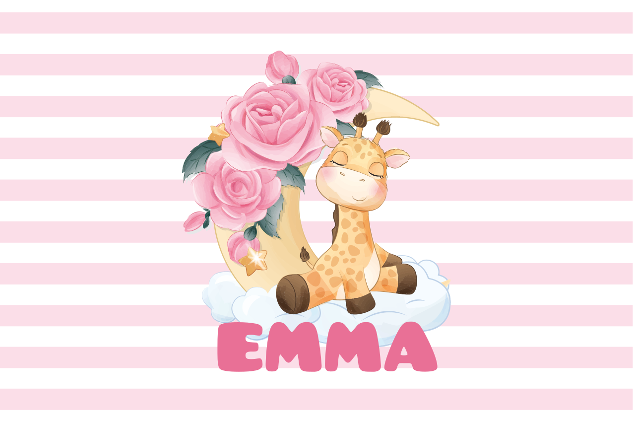 Set de table enfant girafe avec roses - TenStickers