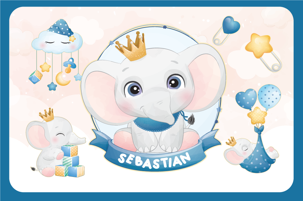 Set de table enfant illustration d'éléphant mignon - TenStickers