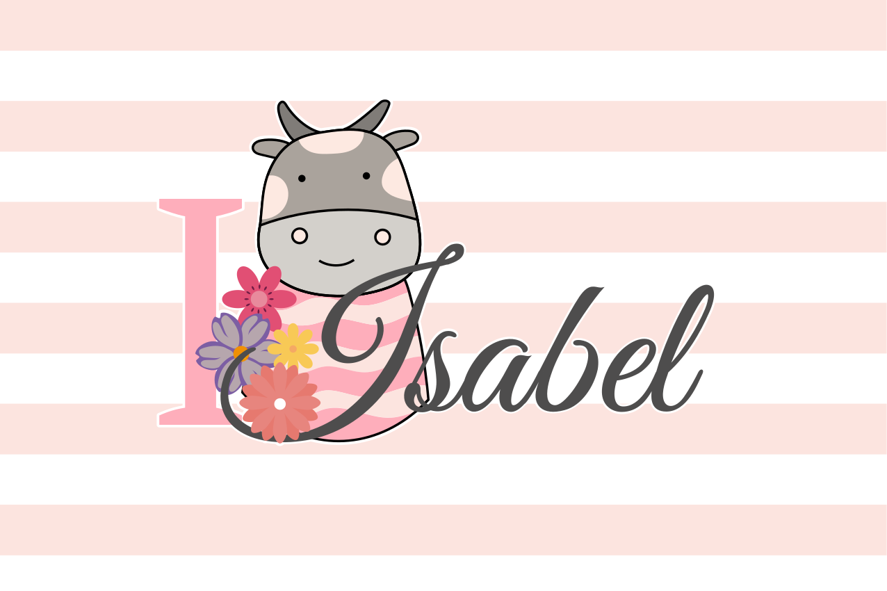 Set de table avec prénom vache personnalisée - TenStickers