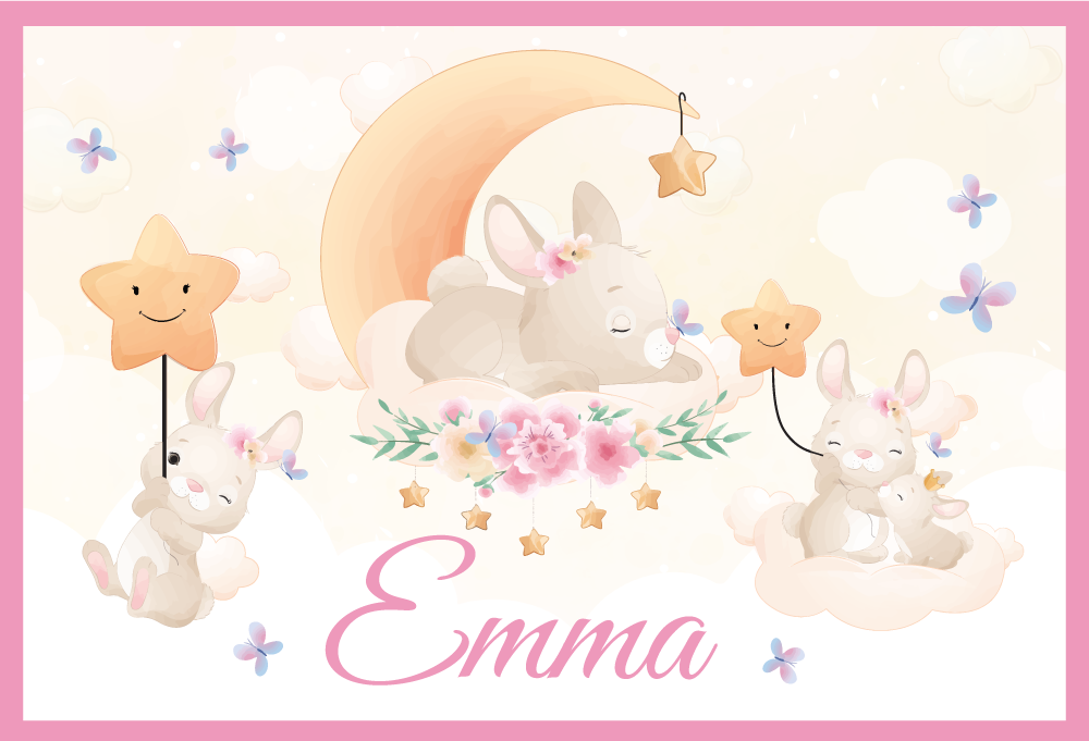 Set de table enfant scène de lune avec lapin - TenStickers