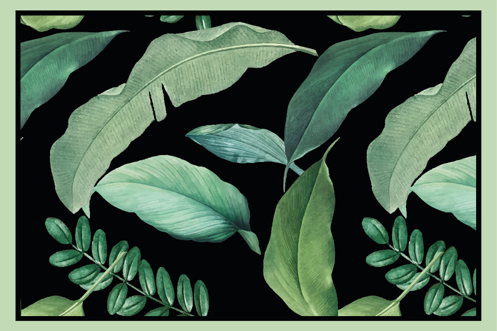 Set de table original Feuilles vertes dans la nuit - TenStickers