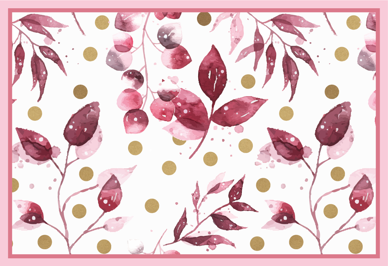 Set de table original Feuilles bordeaux et pois dorés - TenStickers
