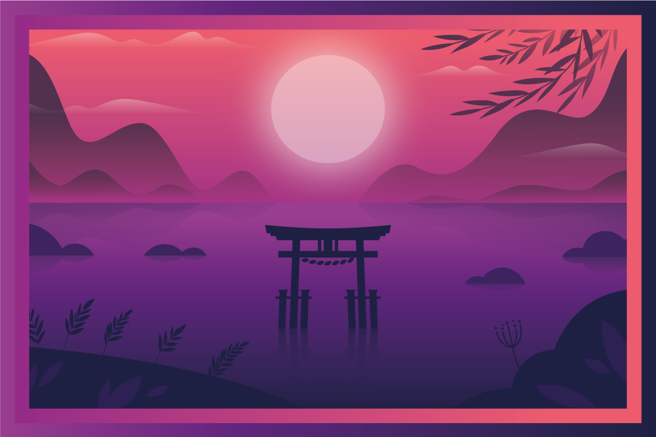 Set de table moderne paysage de coucher de soleil serein - TenStickers