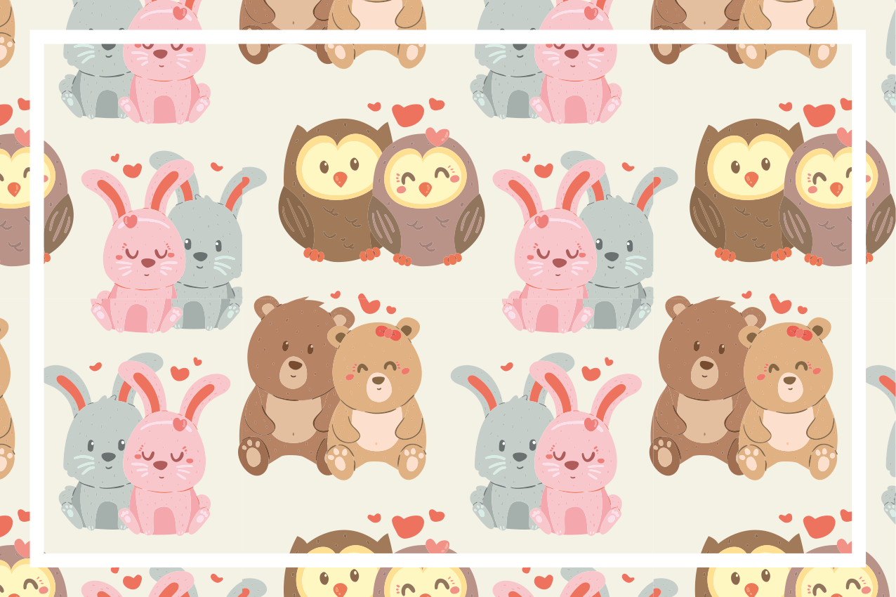 Set de table enfant couples d'animaux mignons - TenStickers