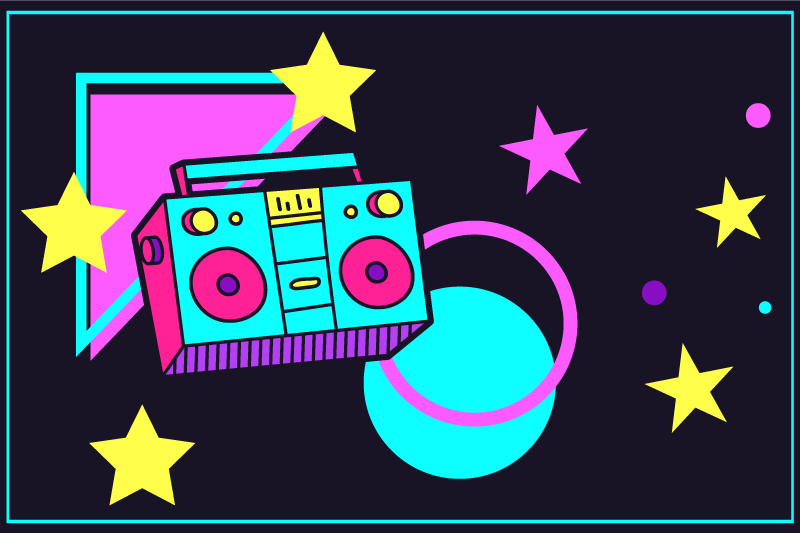 Set de table Boombox colorée années 80 formes - TenStickers